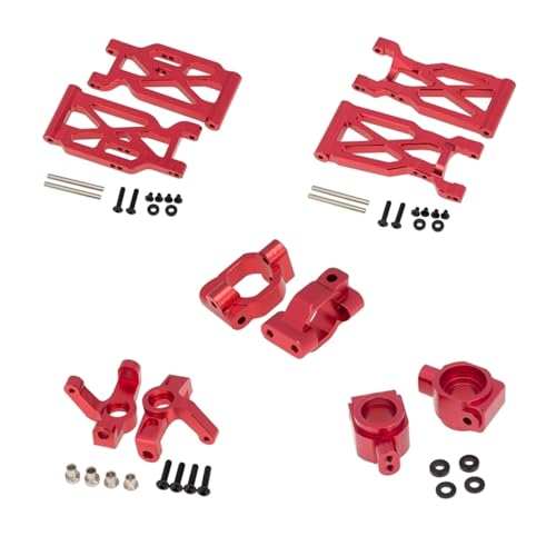 BTFWM 10-teiliges Lenkbecher-Set aus Aluminiumlegierung for den vorderen und hinteren Querlenker, for Wltoys, for 104001 1/10 RC-Auto Aufhängungsgestänge für Modellautos(Red) von BTFWM