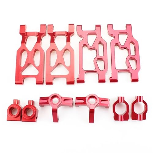 BTFWM 10-teiliges Lenkbecher-Set aus Aluminiumlegierung for den vorderen und hinteren Querlenker, for Wltoys, for 104001 1/10 RC-Auto Aufhängungsgestänge für Modellautos(Red) von BTFWM