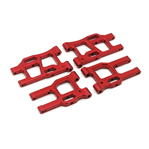 BTFWM 4-teiliges Schwingenset aus Metall for die Vorder- und Hinterradaufhängung, for LC RACING PTG-2 1/10 RC-Auto-Upgrade-Teilezubehör Aufhängungsgestänge für Modellautos(Red) von BTFWM