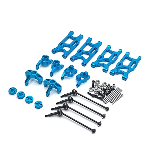 BTFWM Metall-Upgrade-Teilesatz, Querlenker, Achsschenkel, for Wltoys 144001 124019 124018 LC Racing 1/14 RC-Auto Aufhängungsgestänge für Modellautos(Blue) von BTFWM