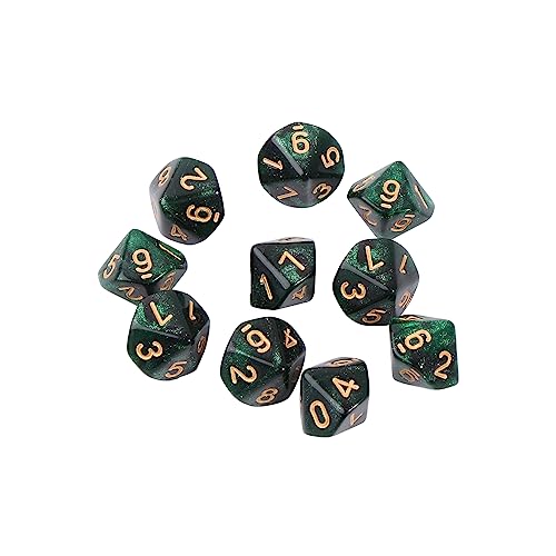 Acryl-Set, polyedrisch, D10, 10-seitig, 15 mm, für RPG-Spiele, Party, Rollenspiele, 10-teiliges Set von BTGHPI