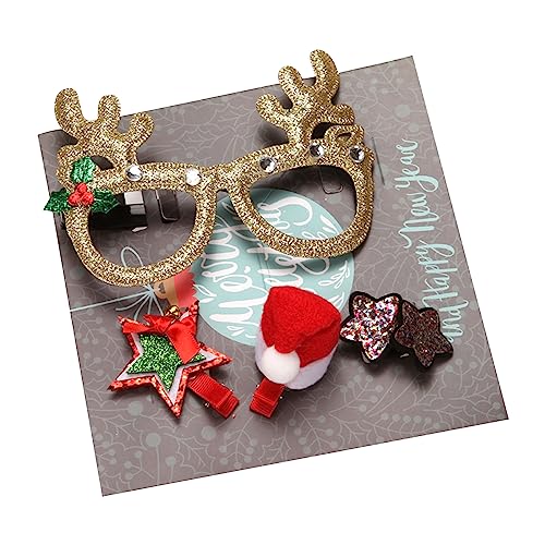 BTGHPI 4 Stück Festival Party Brillen Weihnachten Brillenrahmen Pailletten Haarnadeln Urlaub Party Erwachsene Kinder Haarnadel Dressing Geschenkset von BTGHPI