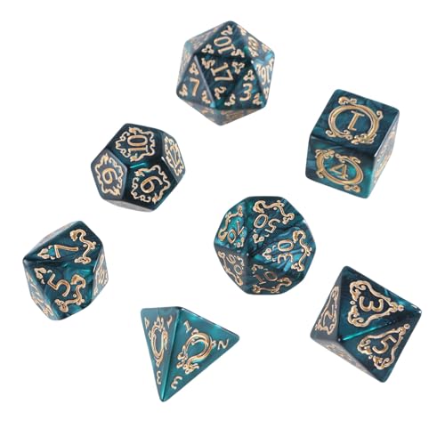 BTGHPI 7Pcs Drachen Muster Mehrseitige Acryl Würfel Rolle Spielen Tisch Spiel Würfel Polyhedral Würfel Für Tisch Spiel Spieler von BTGHPI