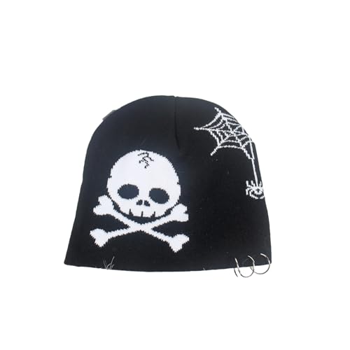 BTGHPI Gothic Totenkopf Hut Unisex Hut Kostüm Hüte Halloween Warme Häkelmütze Unisex Hut Halloween Foto Requisiten von BTGHPI