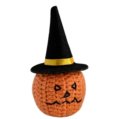 BTGHPI Halloween Kleiner Kürbiskopf Häkelpuppen Ornament Handgemachte Emotionsunterstützung Strickspielzeug Positiv Dekoratives Geschenk von BTGHPI