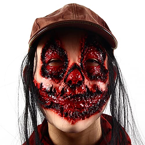 BTGHPI Horror (ohne Hut) Halloween Horror Maskerade Festival Party Cosplay Full For Head Face Cover Neuheit Halloween Kopfbedeckung Kostüm Supplies von BTGHPI