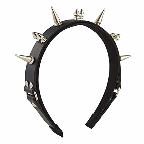 BTGHPI Punk Stirnband Stirnband Gothic Tiaras Nieten Stirnband Leder Kopfbedeckung Rock Stirnband für Herren Steampunk von BTGHPI