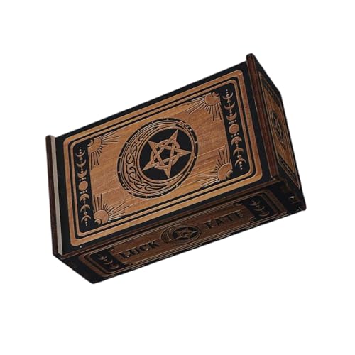 BTGHPI Push Pull Tarot Karten Aufbewahrungsbox Aus Holz Tarot Karten Aufbewahrung Geschenketui Kleine Schmuckkästchen Tragbare Wahrsagerei Aufbewahrungsbox von BTGHPI