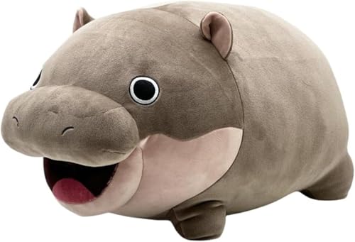 BTJPRWXT Moo Plush Deng Hippo Plush, Cute Pygmy Hippo Doll, 2024 Deng Hippo Plushies, Soft Cartoon Hippo Animal Plushie Pillows, for Car Home Sofa Bedroom Decoration (Hippo-Large Size) von BTJPRWXT