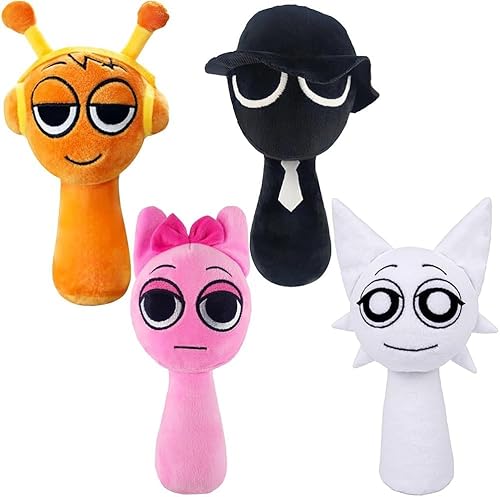 BTJPRWXT Sprunki Plush Doll, Cute Funny Music Game Fans Plush, Super Soft Stuffed Animal Doll Pillows Toy, Christmas Birthday Collectible Gifts for Boys Girls and Fans (4Pcs-a) von BTJPRWXT