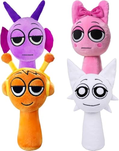 BTJPRWXT Sprunki Plush Doll, Cute Funny Music Game Fans Plush, Super Soft Stuffed Animal Doll Pillows Toy, Christmas Birthday Collectible Gifts for Boys Girls and Fans (4Pcs-b) von BTJPRWXT