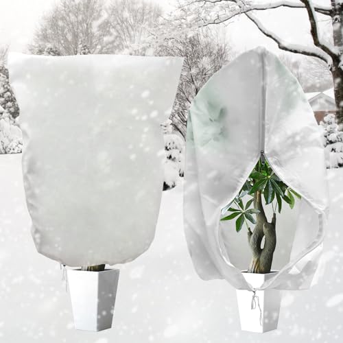 BTYQKZVPM,Schutzabdeckungen für Winterpflanzen, Pflanzenvlies Frostschutz mit Reißverschluss, 2 Packungen Gartenbau(100 X 100CM) von BTYQKZVPM