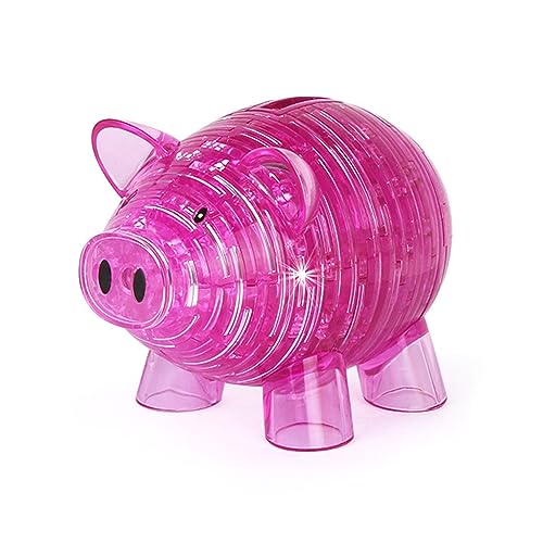 BTYYIHEX 3D-Kristallschwein-Puzzle, funktioniert als Sparschwein, Kristall-Puzzle, Denkspiele für Puzzler ab 16 Jahren, 94 Teile (Rosa) von BTYYIHEX