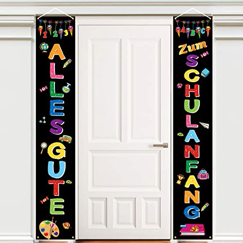 Einschulung Banner Deko,BTZO Alles Gute Zum Schulanfang Banner Schulkind Banner Schulanfang Willkommen Veranda Zeichen Einschulung deko für Mädchen Jungen 185 * 30cm von BTZO