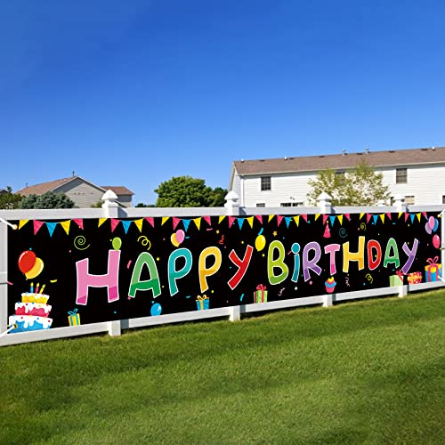 Geburtstag Banner,BTZO Happy Birthday Banner Kinder Extra Länger Geburtstagsfeier Dekorationen Banner für Jungen und Mädchen Geburtstag Draussen Party Deko 9.8x1.6 Füße von BTZO