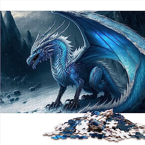 1000-teilige Puzzles für Erwachsene, Eisdrache, Spiel aus recyceltem Karton, Spielzeug für Erwachsene, Familienpuzzle, Geschenk, 26 x 37 cm von AITEXI