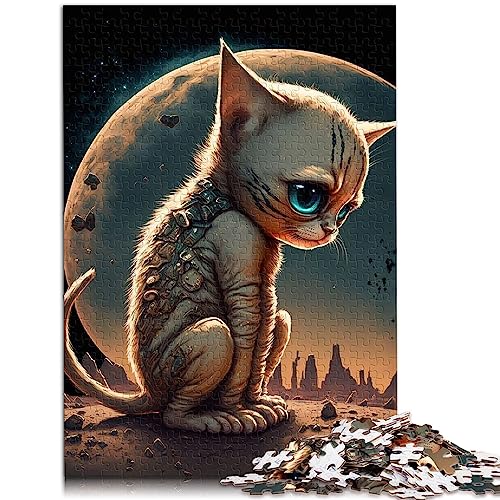 1000-teiliges Puzzle für Erwachsene, Weltraum-Mechanische Katze, Holzpuzzle, lustige Puzzles, 19,7 x 29,5 Zoll von BUBELS