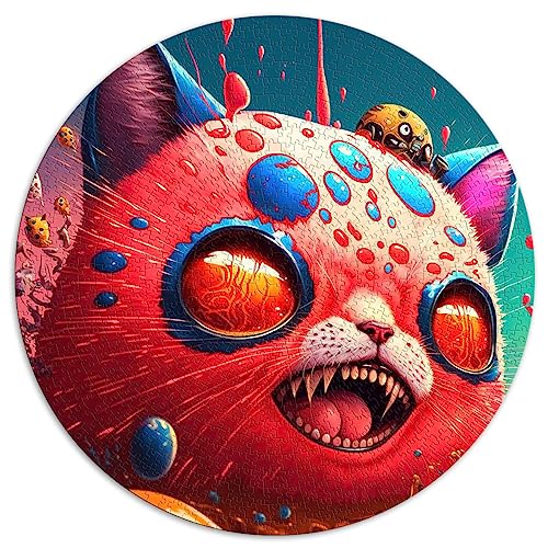 1000-teiliges Puzzle für Erwachsene, psychedelische rote Katze, kugelförmige Puzzles, recycelter Karton, 67,5 x 67,5 cm von AITEXI