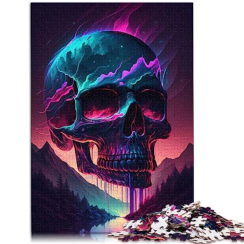 1000-teiliges Puzzle für Erwachsene Synthwave Skull Holzpuzzle Hands-on-Spiel 50x75cm von AITEXI