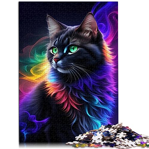 1000-teiliges Puzzle für Kinder, mystische Schwarze Katze, Holzpuzzle, gutes Geschenk für Erwachsene und Kinder, 50 x 75 cm von AITEXI