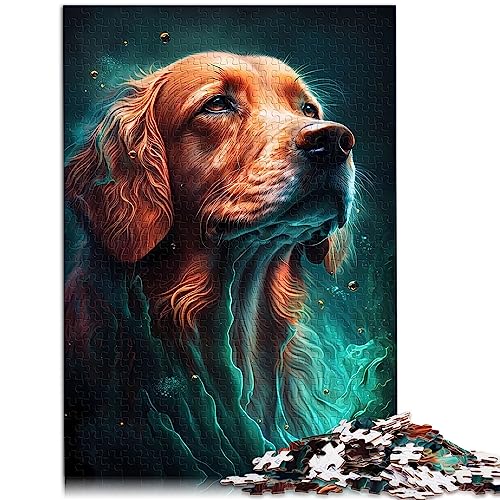 1000-teiliges Puzzle mit Golden Retriever-Hund für Erwachsene, Holzpuzzle, Geschenkspielzeug, 19,7 x 29,5 Zoll von BUBELS