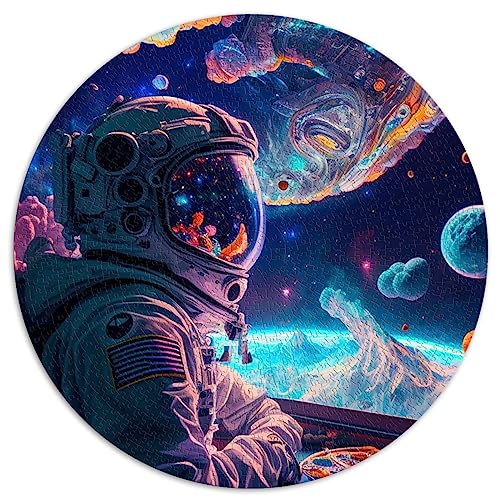 Astronout Eating Pizza Puzzle für Erwachsene und Kinder1000 Teile kugelförmiges Puzzle aus recyceltem Karton 67,5 x 67,5 cm von AITEXI