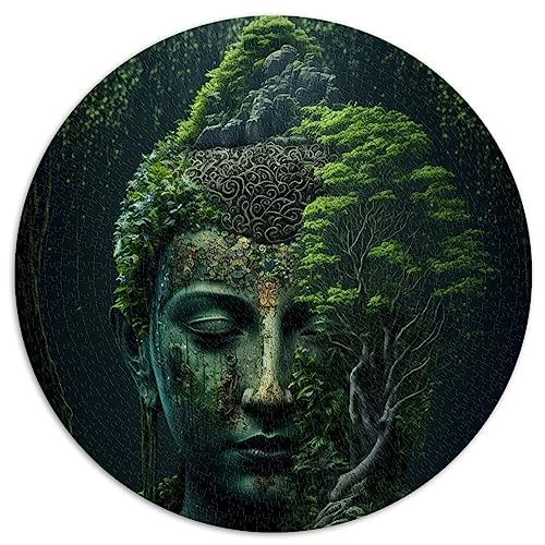 Buddha in der Natur Puzzles für Erwachsene 1000 Puzzles runde Puzzles 100% recycelter Karton 67,5 x 67,5 cm von AITEXI