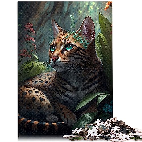 Dschungel-Bengalkatze-Puzzle, 1000 Teile, Premium-Recycling-Brett-Relax-Puzzlespiele für Erwachsene, 10,27 x 14,96 Zoll von BUBELS