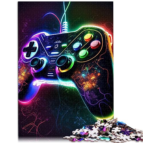 Gaming-Neon-Puzzles für Erwachsene, 1000-teiliges Holzpuzzle, Familienpuzzlespiel, Geburtstagsgeschenke, 50 x 75 cm von BUBELS