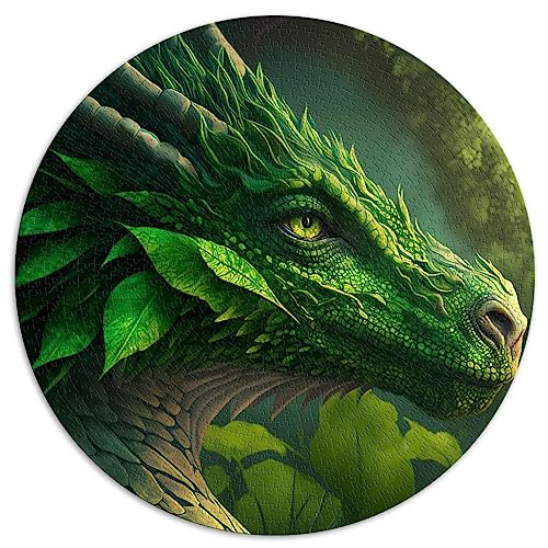 Grünes Blatt-Drachen-Puzzle für Erwachsene, 1000-teiliges rundes Puzzle, Geschenk, hochwertiges, 100% recyceltes Brett, 26,5 x 26,5 Zoll von AITEXI