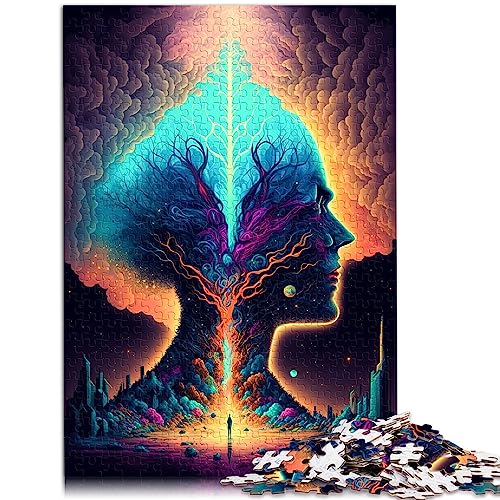 Psychedelisches Gehirn Puzzle für Erwachsene, 1000-teiliges Puzzle, Holzpuzzle, Familienaktivitätspuzzle, Lernspiele, 50 x 75 cm von BUBELS