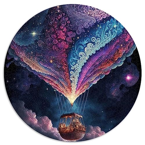 Puzzle für Erwachsene, 1000 Teile, Ballon im Weltraum, kreisförmige Puzzles, Papppuzzles, 67,5 x 67,5 cm von BUBELS