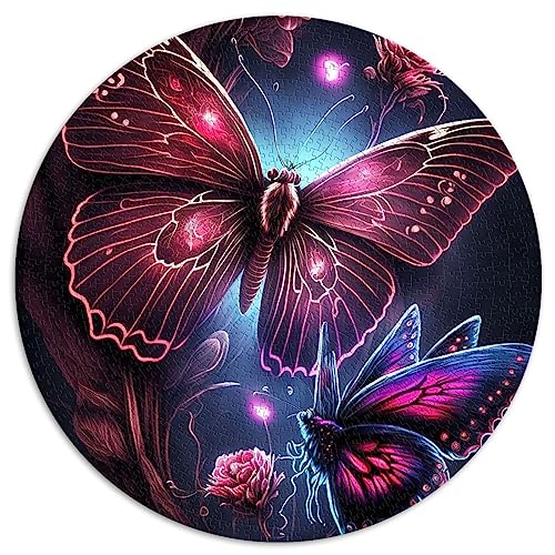 Puzzle für Erwachsene 1000 Teile Blumen-Schmetterling rundes Puzzle | Puzzles aus 100% recyceltem Karton, 26,5 x 26,5 Zoll von AITEXI