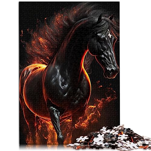 Schwarzes Pferd Puzzle für Erwachsene1000-teiliges Holzpuzzle Anspruchsvolles Spielspielzeug 50x75cm von BUBELS