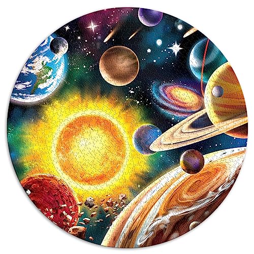 Sonnensystem 1000-teiliges Puzzle Lernspiele Kugelpuzzle für Premium-Recyclingbrett 26,5 x 26,5 Zoll von BUBELS
