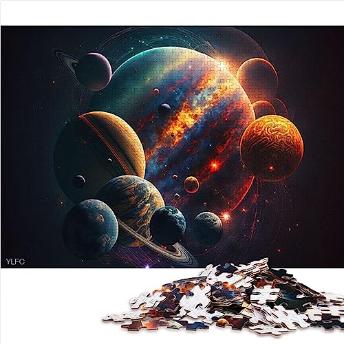 Sonnensystem-Neon-Puzzle für Erwachsene, 1000 Teile, 100% recycelter Karton, Erwachsenenpuzzle, Geschenke, 26 x 38 cm von BUBELS