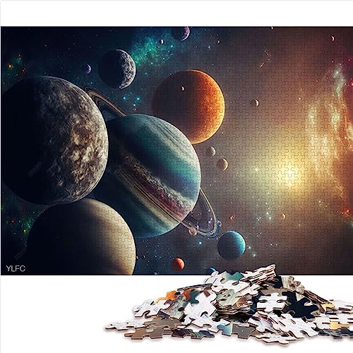 Sonnensystem-Neon-Puzzles für Erwachsene, 1000-teiliges Holzpuzzle, Heimdekorationspuzzle, 50 x 75 cm von BUBELS