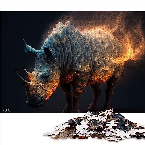 Tierisches Nashorn-Puzzle mit 1000 Teilen für Erwachsene, Holzpuzzle „Impossible“, 19,7 x 29,5 Zoll von BUBELS