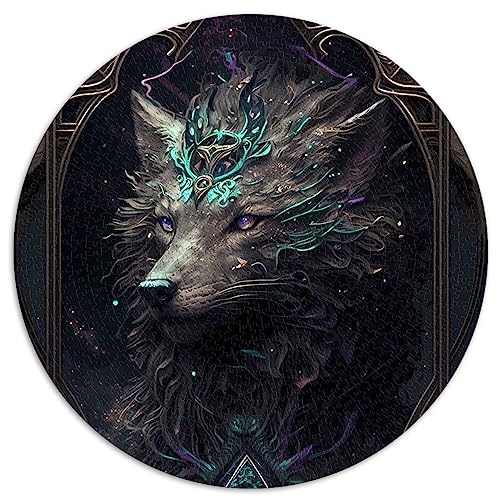 Wolf Dream 1000-teiliges Puzzle für Erwachsene, rundes Puzzle, Geschenkkarton-Puzzles, 26,5 x 26,5 Zoll von BUBELS