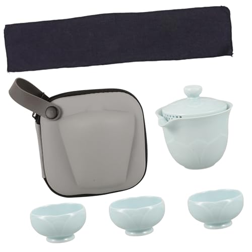 BUGUUYO 1 Satz Reise-Tee-Set Set Zum Aufbrühen Von Chinesischem Tee Teetassen Aus Keramik Teetassen-kit Aus Keramik Teetasse Aus Keramik Teeservice Aus Keramik Porzellan Sky-Blue von BUGUUYO