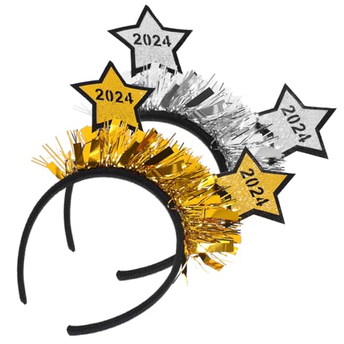 BUGUUYO 2 neujahr haarband Frohes neues Jahr Stirnband turban hijab Party Stirnbänder Erwachsene 2024 Jahr Stirnband Abschlussball Latte-Kunst Flash-Kreis Kopfbedeckung Urlaubsartikel von BUGUUYO