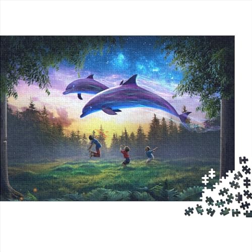 1000teiliges DelfinManipulationspuzzle für Kinder und Erwachsene im Alter Lernspiele Geschenke 1000 Teile (75 x 50 cm) von BUKISA