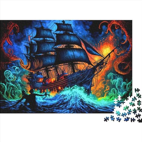 500teiliges Puzzle für Erwachsene PiratenschiffPuzzle kreative Holzpuzzles Puzzle für Jugendliche 500 Teile (52 x 38 cm) von BUKISA