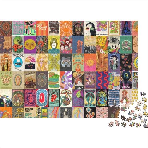 Psychedelische RetroPuzzles 300 Teile für Erwachsene Puzzles für Teenager Puzzle Lernspiele Geschenk für Geburtstag Weihnachten 300 Stück (40 x 28 cm) von BUKISA
