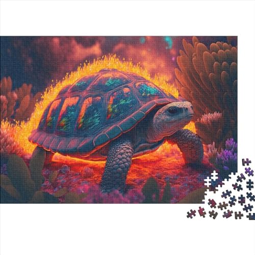 Puzzle für Erwachsene SchildkrötenfeuerPuzzle 1000 Teile Holzpuzzles für Erwachsene und Jugendliche Denkspiel Wandkunst einzigartiges Geschenk 1000 Stück (75 x 50 cm) von BUKISA