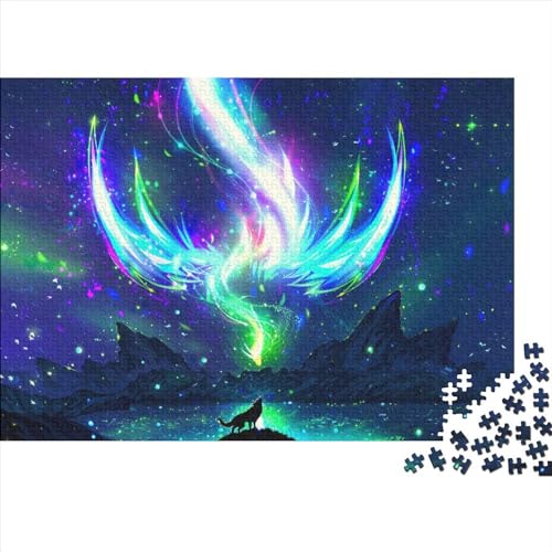 Puzzles 1000teilige Puzzles für Erwachsene und Kinder Wolf Drache AuroraNacht Puzzles für Erwachsene und Kinder Holzpuzzles 1000 Teile (75 x 50 cm) von BUKISA