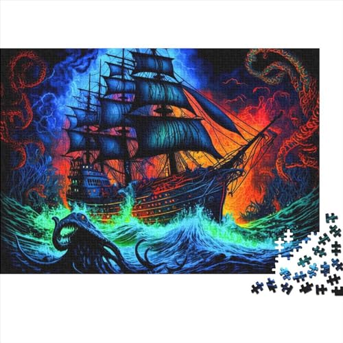 Puzzles für Erwachsene 500 Teile Piratenschiff Puzzle für Erwachsene WoodinessRätsel Denksportaufgaben für Erwachsene 500 Teile (52 x 38 cm) von BUKISA