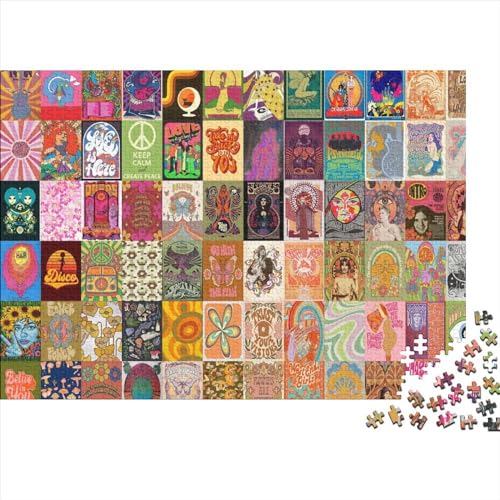 Retro Psychedelic 1000teiliges Herausforderungspuzzle Woodiness Puzzle für Erwachsene und Kinder ab 10 Jahren 1000 Teile (75 x 50 cm) von BUKISA