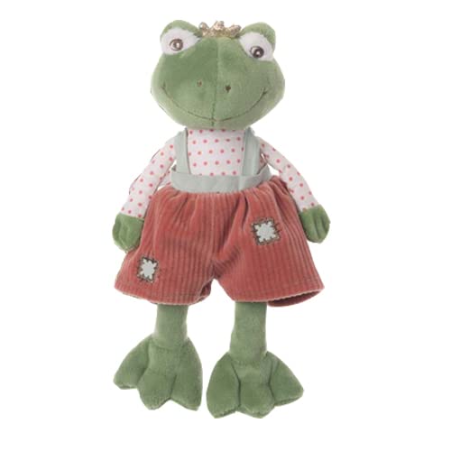 Baby Prince, grüner Plüsch Frosch mit farbigem Kleid, Höhe 20 cm, Bukowski Design AB (Rot) von BUKOWSKI DESIGN AB