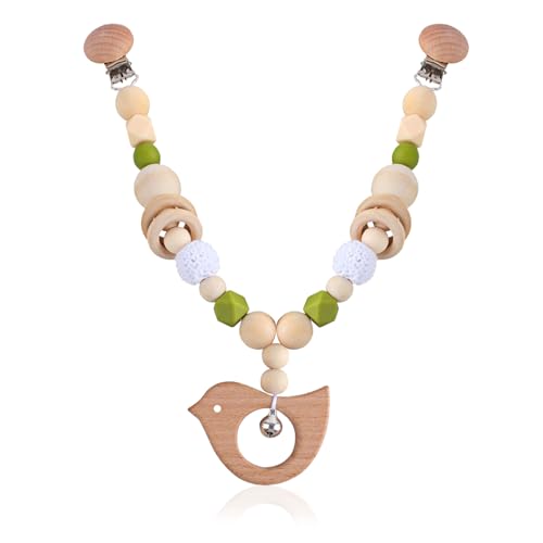 Kinderwagenkette Holz Baby Neugeborenen Holz Kinderwagenkette Holz Kinderwagen Accessoires Kette Baby Wagenkette Holz Birdie Kinderwagen Kette Mit Glocke Für Babyschale, Babys Und Kleinkinder von BULULUSHOP